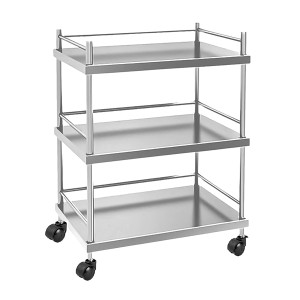 3 Shelf Stainless Steel Medical Instrument Trolley with Wheels    (550 L × 400 W × 760 H MM's)