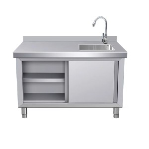 Industrial single bowl kitchen sink stainless steel worktable sink on cabinet