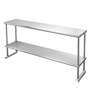 Double Over shelf of Stainless Steel 12'' x 60'' Weight Capacity 400lb, NSF Commercial  2 Tier Shelf for Prep & Work Table in Restaurant, Home and Kitchen