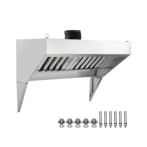 Commercial Exhaust Hood, 7FT Food Truck Hood Exhaust, 304 Stainless Steel Concession Trailer Hood with 3 Detachable U-shaped Grid Oil Filter Mesh, Rust Resistant Vent Hood for Kitchen Restaurant