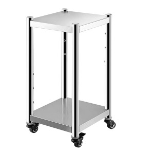 Restaurant Equipment Two Undershelf Commercial Kitchen Stainless Steel Rice Warmer Stand Table with Wheels and Two Brakes