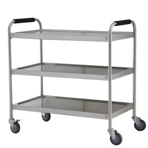 Strong Stainless Steel 3 Layer Mobile Food Service Trolley 