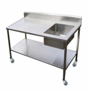 Stainless Steel Kitchen Work Table with Single SS Sink & wheels | (72