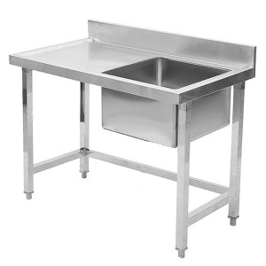 Stainless Steel Worktable Kitchen Single Sink with Work Table Bench | SIZE 40